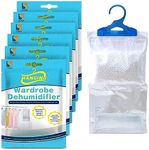 STERUN 6 Wardrobe Dehumidifier Hanging Bags With Leak Proof Storage Bag & Hanging Hook Ideal To Stop Mould, Mildew & Condensation For Wardrobe | Hanging Dehumidifier Bags | Damp Absorber (Pack of 6)