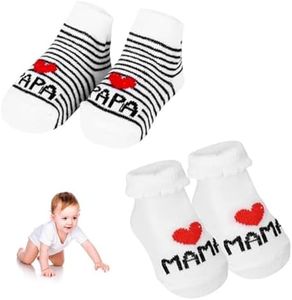 BIVOFU Calzini Neonato 0-6 Mesi, Calzini Antiscivolo Bambino in Cotone con Scritte Divertenti Ti amo papà e mamma, Calzini Regalo per Neonata Femmina Neonato Maschio, Regali Nascita Compleanno