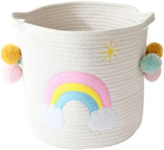 INough Woven Storage Baskets for Kids, Cotton Rope Toy Baskets with Handles Large Rainbow Storage Bins Dog Toys Organizer Solution for Office, Bedroom, Closet, Laundry (Rainbow)