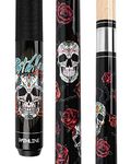 Pathline PL518 Pool Cue Stick - 58" Canadian Maple 13mm Tip Billiard Pool Stick(Black/Skull - 19oz)