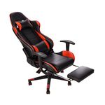 Panana Gaming Chair Racing Gas Lift Swivel High Back Ergonomic Chair with Lumbar Support & Footrest (Red)