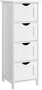 Songmics Bathroom Storage Cupboard Storage Cabinet Standing Wooden with 4 Drawers 30 x 30 x 82 cm (W x D x H) White LHC40W