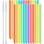 JEOPKO 25 pcs Bubble Tea Straw, Reusable Rainbow Straws for Kids, Juice, Milkshake, and complimentary 2 Straw Cleaner, 26cm*1cm Extra Wide Straws(Color Random, Blue, green, orange, pink, purple, red