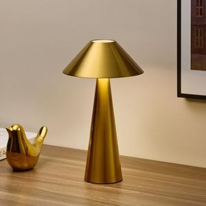 Bojim Lampada da Tavolo Senza Fili, 4000mAh Lampada Ricaricabile da Tavolo Magnetica, 3 Modalità Dimmerabile Lampada Touch, Portabile Lampada Senza Fili per Camera da Letto Ristorante Camera (Oro)