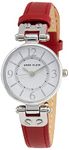 Anne Klein Women's 109443WTRD Silver-Tone Watch with Red Faux-Leather Band