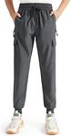 Libin Boy's Youth Cargo Joggers Pants Quick Dry Hiking Active Pull-On Lightweight Tapered Pants for Sports Outdoor Running, 02-dark Grey, X-Small