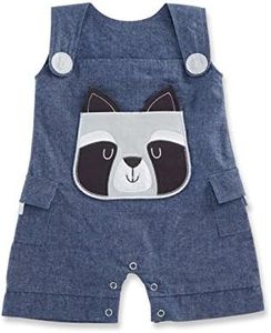 Baby Aspen Forest Friends Raccoon Romper, Blue/Grey/Black