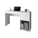 Techni Mobili Computer Home Office or Bedroom Storage & Drawers Ideal for Small Spaces Writing Desk, 47.6" W x 16.1" D x 30.3, White