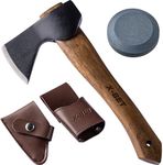 X-Bet 12" Hand-Forged Hatchet Axe with Sheath and Sharpener - Camping Axe, Bushcraft and Survival Hatchet Spring Steel Blade - Small Axe Perfect for Wood Carving, Cutting, Splitting and Gardening