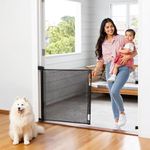 A Baby Cherry - Baby Saftey Gate Retractable | Stairs & Pet Safety | Wide Mesh Gate 33" Tall | Expandable 55" | Indoor/Outdoor, Childproof Auto Lock (Black)