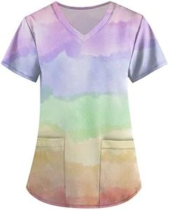 NBXNZWF Scrubs with Designs Holiday Shirts Cross V-Neck Scrubs for Women Floral Scrub Tops Women Scrub Shirts for Women Lab Coats Women Vet Scrubs Womens Plus Size Scrub Tops Nursing Scrub, 3X-Large