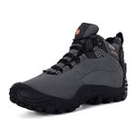 XPETI Mountain Hiking Boots, Men's Shoes Outdoor Trekking Mountaineering Trainer Hiker High Rise Junoir Winter Hill Walking Waterproof Fashion, 8 UK, Grey L