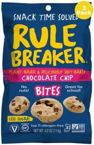 Rule Breaker Snacks Vegan Gluten Free Cookies | Chocolate Chip Cookie Bites | Plant-Based, Dairy, Nut, Soy, Allergen Free, Kosher | Soft-Baked School Snacks for Kids and Adults (Pack of 3)