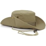 Favuit Sun Hats Safari Hat UV Protection Wide Brim Summer Hat Cotton Foldable Fishing Hiking Cap Breathable Cowboy Style Boonie Hat for Men Women Outdoor (Brown)