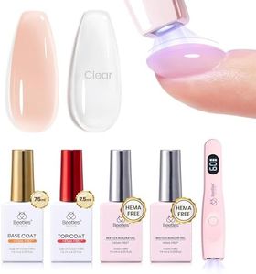 Beetles Builder Gel Kit HEMA Free & Handheld Nail Lamp, 8 in 1 Nail Thickening Strengthening Building Apex for Beginner DIY Salon at Home with Base & Top Coat,Clear Natural Nude Builder Nail Gel