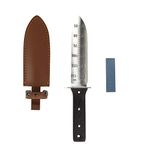 FLORA GUARD Professional Hori Hori Garden Trowel, Multi-Purpose Garden Spade with Leather Sheath, Sharpening Stone Included, Ideal for Planting, Cutting, Weeding and More