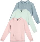 3 Pack: Girls Fleece Pullover Hoodie Long Sleeve Sweatshirt cute Soft Teen fashion Sweater Uniform Youth Active Athletic Gym Tops Clothes Kids Plain Black Blue Hoody Hooded Warm - Set 1 , M (10-12)