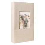 RECUTMS Linen Photo Album 6x4 300 Pockets Black Page Albums Large Capacity Picture Albums Slip In Albums For Wedding Baby Family Holiday Anniversary Album（Beige）