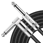 SONICAKE Guitar Cable, 20ft Amp Cord for Guitar Bass Electric Guitar Instrument Electric Mandolin Amplifier Audio, 1/4 Right Angle to Straight, Black