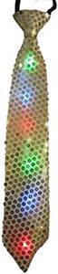 Dress Up America Necktie With Flashing LED Lights - Costume Sequin Tie - One Size Fits Most - Gold