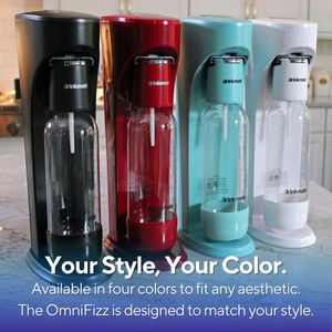 Drinkmate OmniFizz Sparkling Beverage Maker – Matte Black, 1L Bottle & CO2