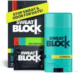 SweatBlock Maximum Clinical Strength Antiperspirant and Deodorant System for Men and Women Hyperhidrosis Aid for Excessive Sweating and Odor 10 DRIBOOST Wipes Plus Unisex Deodorant Stick 2.7 oz