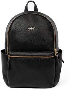 Freshly Picked Classic City Backpack II, Vegan Leather Diaper Bag Backpack with Changing Pad & Water-Resistant Lining, 10-Pocket Black Diaper Bag for Baby Mom, Toddler Mom, and Beyond (Ebony)