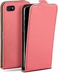 MoEx Magnetic Flip Case compatible with iPhone 4s / iPhone 4 | 360° protection faux leather, Coral