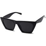 SOJOS Oversized Square Cateye Polarized Sunglasses for Women Men Big Trendy Sunnies SJ2115, Black/Grey