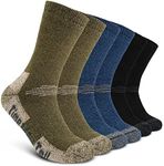 Time May Tell Mens and womens Merino Wool Hiking Cushioning Socks For Outdoor Wool-Socks-For-Men 3 Pack (Black/Green/Blue(3 Pairs) US Size 5~9