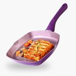 Wonderchef Royal Velvet 24cm Grill Pan | Soft-Touch Handles |Non – Toxic I Virgin Aluminium| 3 mm Thick | 2 Year Warranty | Purple