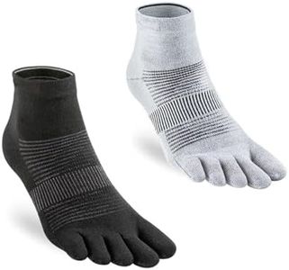 Viiotu 2 Pairs Middle Toe Socks For Women Men,Coolmax Five Finger Running Socks,High Performance Athletic Toe Socks No Show (AU, Numeric, 7, 9.5, Regular, Regular, Black+Grey)
