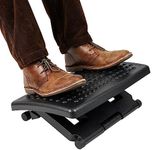 Mind Reader Adjustable Height Ergonomic Foot Rest with Massage Rollers, Black