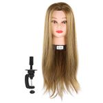 Hairdressing Head, Mannequin Head Practice Manikin Cosmetology Doll Hairstyling Training Head with Hair For Weaving Curling Cutting With Bag Of Bracket Accessory