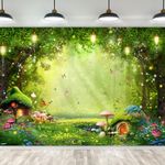 Imirell Enchanted Backdrop 7Wx5H Feet Fairy Tale Wonderland Mushroom Greenery Woodland Butterfly Flower Polyester Fabric Spring Nature Photography Backgrounds Photo Shoot Decor Props Decoration