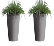 Lavish Craft Set of 2 Plant Store Metal Tall Planters for Outdoor and Indoor Use - 20 inch Modern Flower Pots for Balcony, Deck, Garden, and Patio (Grey)