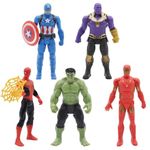 Avengers Heros Figures, 5Pcs Pvc Figures Collecting Hulk Iron Man Thanos Captain America Spider Model Cake Toppers Figures Heros Series Toy for Kids Birthday Gift