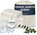 Sweave Eucalyptus Sheets Queen Size - The Only Tencel Sheets in a Percale Weave Resulting in Far Superior Cooling, Temperature Regulation, Breathability, and Matte Finish - Softer Than Silk