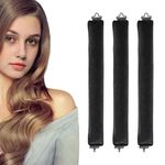 Heatless Hair Curlers, Heatless Curls Overnight Blowout Rods for Long Medium Hair, Hair Styling Tools, No Heat Curls Rollers to Sleep (Black, 3 Pack)
