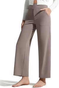 G4Free Wide Leg Yoga Pants for Women High Waist Soft Loose Casual Pants with Pockets(Taupe,XS,27")
