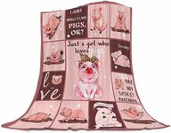 Abaysto Cute Pig Flannel Blanket for Girl Boy I Just Really Like Pigs Fleece Throw Blanket, Super Soft Plush Fuzzy Pink Cartoon Pig Pattern Blankets for Couch Sofa Bed Gifts for Kids 130x150cm