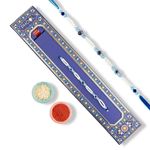 PHOOL LUXURY INCENSE Asha Evil Eye Rakhi For Mens|Ward Off Negative Energies With Evil Eye|Symbol Of Sibling Love|Intricate Detailing & Vibrant Blues, Whites, & Turquoises|Best Rakhi Gift For Brother