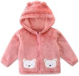 JingleBaBa Toddler Boys Girls Hooded Polar Fleece Jacket Solid Color Furry Coat Zip-up Bear Ear Sweater Fall Winter Clothes 2-3T