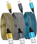 Yavud For iPhone charger cable 3Pack 6FT/1.8M Lightning Cable Nylon Braided MFi Certified USB Long Phone Charging Lead Compatible with iPhone 14 pro max 14 pro 13 12 11 XS X XR 8 7 6 plus