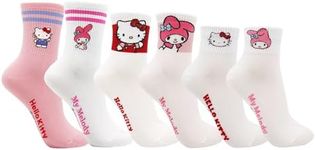 walkon Women and teen girls Hello Kitty Ankle Crew Socks Collection (BAND -6 Pairs), 5-9