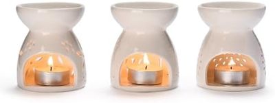 Vdomus Candle Wax Warmer - Scented Ceramic Tealight Holder- Essential Oil and Wax Warmer Burner - Scented Wax Warmer - Handcrafted Elegant Floral Cutout - Tea Light Wax Melt Warmer - Housewarming Gift