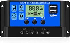 Upgraded - Solar Charge Controller 30A, 12V/ 24V Solar Panel Charge Controller Intelligent Regulator, Multi-Function Adjustable LCD Display with 5V Dual USB Port Timer Setting PWM Auto Parameter