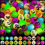 JOYIN 100 PCS Halloween Glow in The Dark Bouncing Balls, 20 Designs Halloween Theme Glowing Bouncy Balls for Halloween Party Supplies, Party Favors, Trick or Treating Goodies