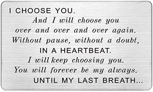 Engraved Wallet Card Insert Men, for Husband, I Choose You, Gifts for Husband from Wife, Groom's Gifts for Men, Romantic Gifts for Him, Fathers Day