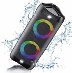 DONOW Portable Bluetooth Speaker with Lights, 30W Stereo Sound, Bass Boost, IPX5 Waterproof, 20H Playtime, Built-in Mic, Speakers Wireless Bluetooth for Travel, Party, Outdoor, Shower(Black)